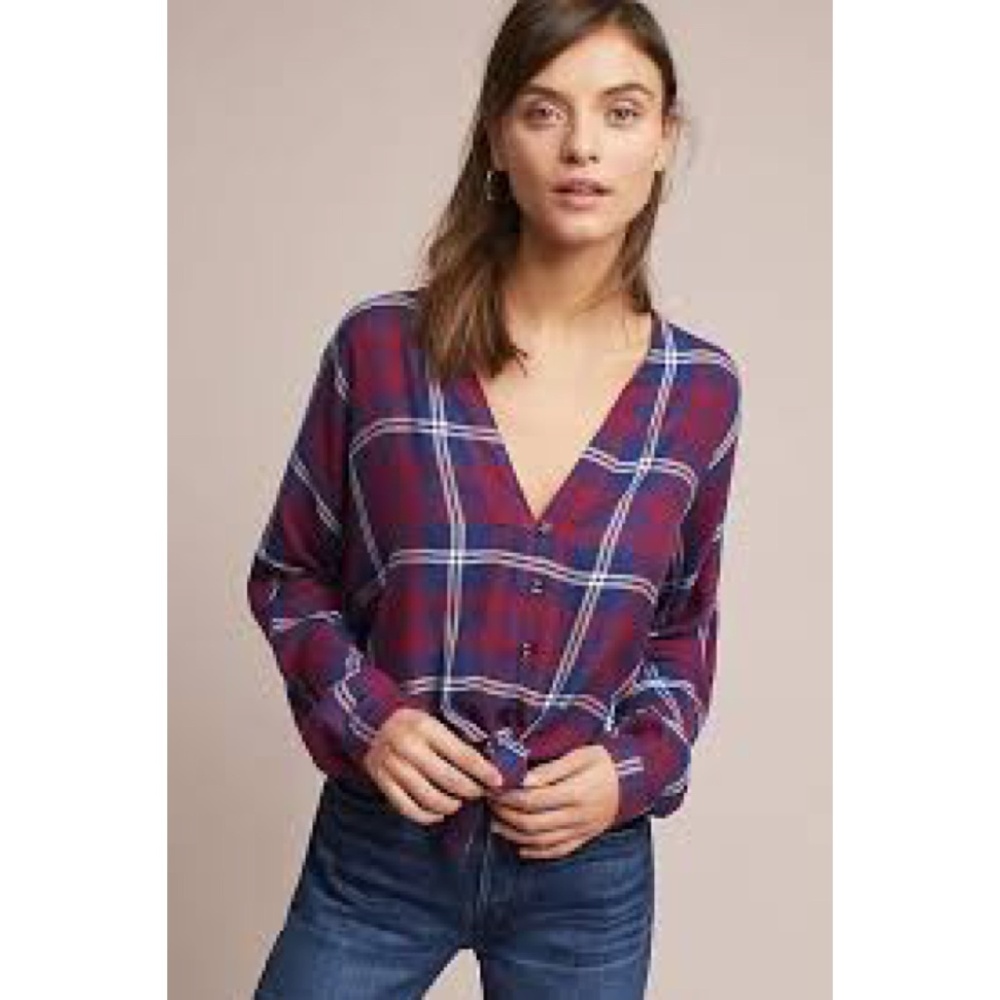 Rails Tie Front Plaid Blouse - image 1